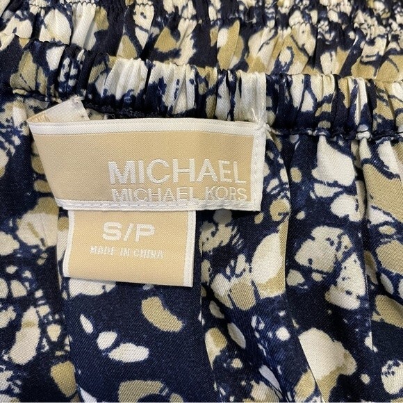 Michael Kors Navy Tan White Peplum Top Blouse Size S/P - Picture 8 of 9